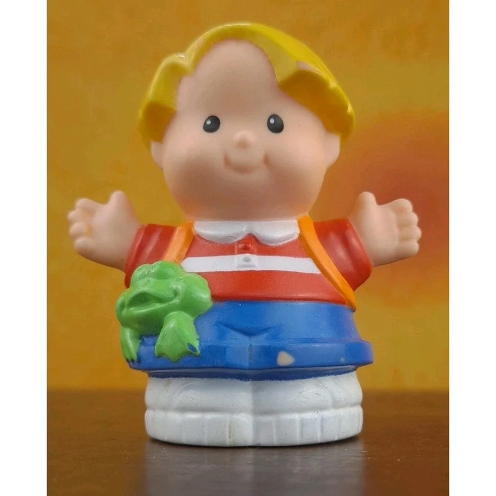 Fisher Price Little People  Eddie with Green Frog Orange‎ Backpack 1997